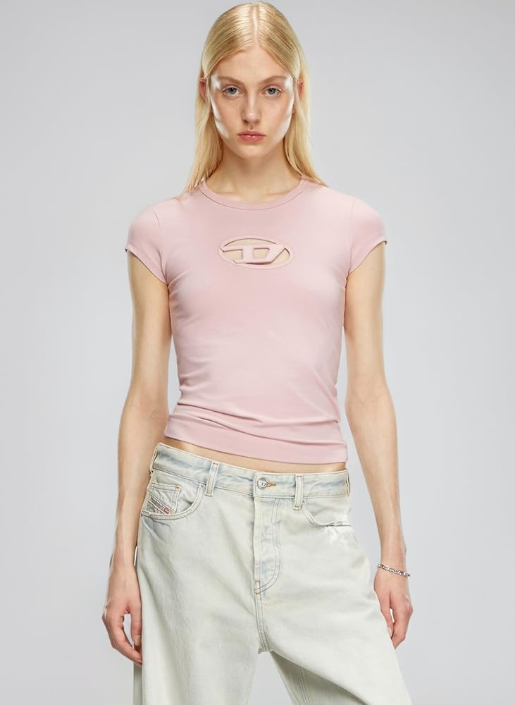 DIESEL T-ANGIE ピンク Sサイズ 半袖 Diesel T-Angie in hot pink with peekaboo | Depop